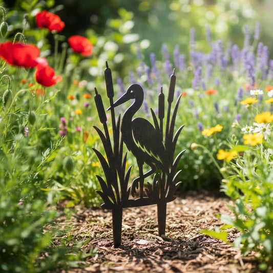 Reiger – cortenstaal tuinsteker decoratie