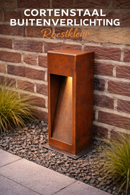 Roestig Cortenstaal tuin lamp - buitenverlichting 40cm