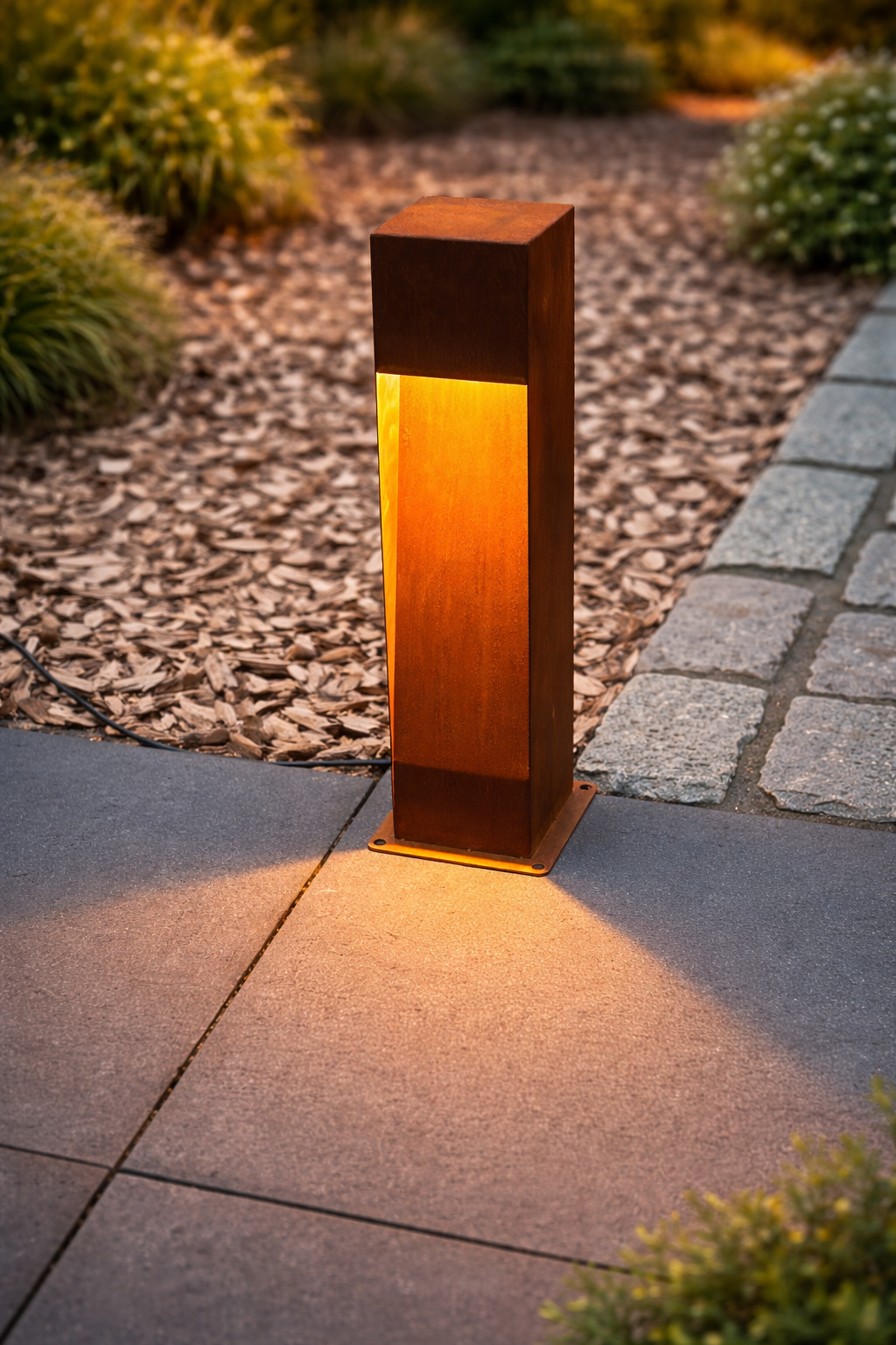 Roestig Cortenstaal tuin lamp - buitenverlichting 45cm
