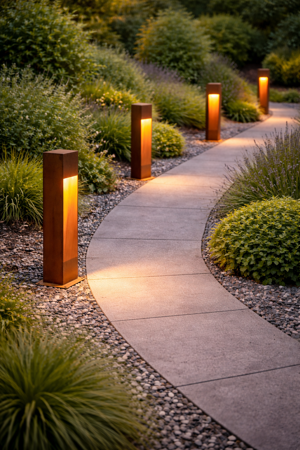 Roestig Cortenstaal tuin lamp - buitenverlichting 45cm