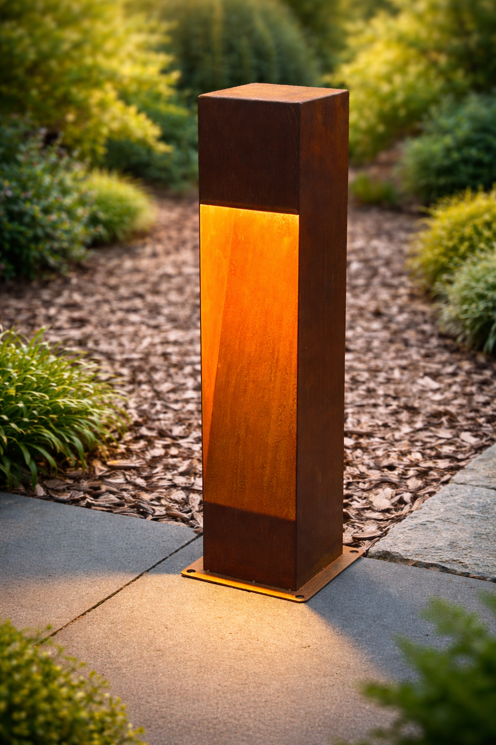 Roestig Cortenstaal tuin lamp - buitenverlichting 45cm