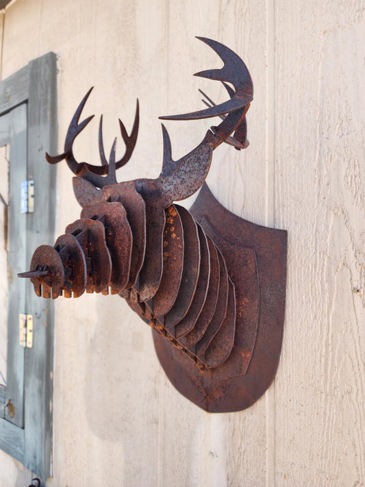 hertenhoofd cortenstaal 3-d wanddecoratie mancave roestig roestige roestkleur